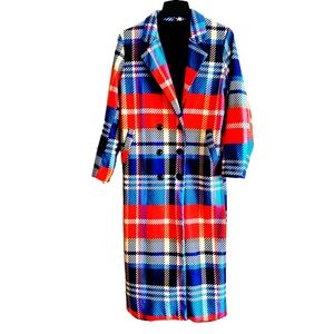 Orderplus Plaid Lightweight Double-Breasted Midi Coat